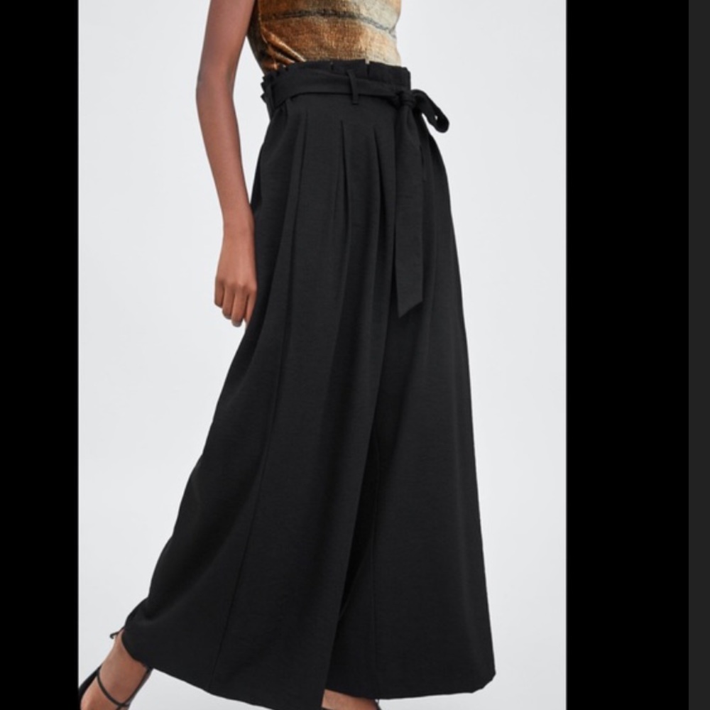 Zara black high waisted paper bag  pants